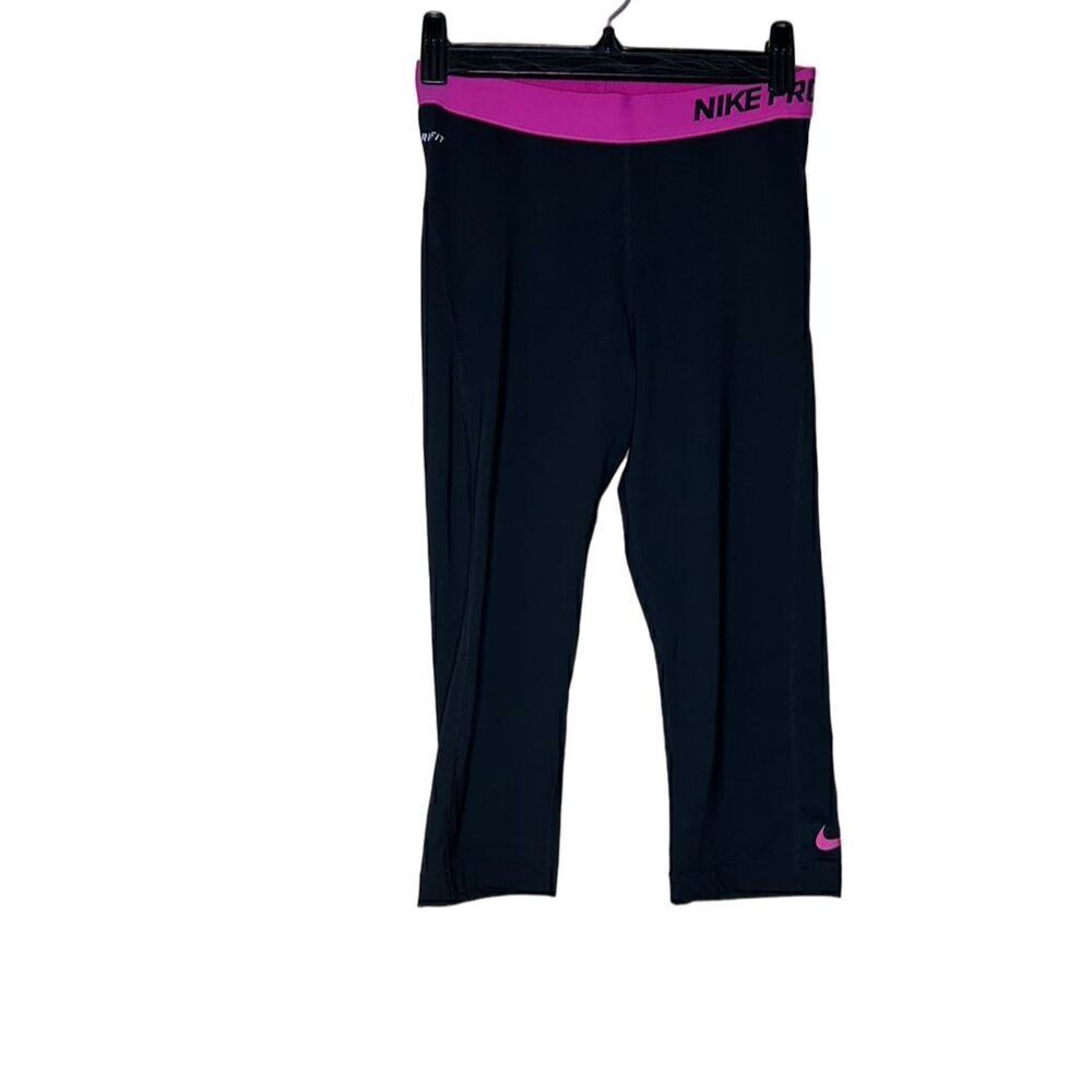 Nike Pro Dri-FIT Women's Capri Leggings Black Stretch Elastic Waistband S